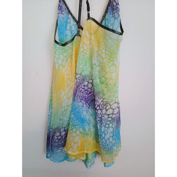 Free People Camisole Womens Medium Multicolor Rainbow Ballet Sheer Mermaidcore - Picture 3 of 8